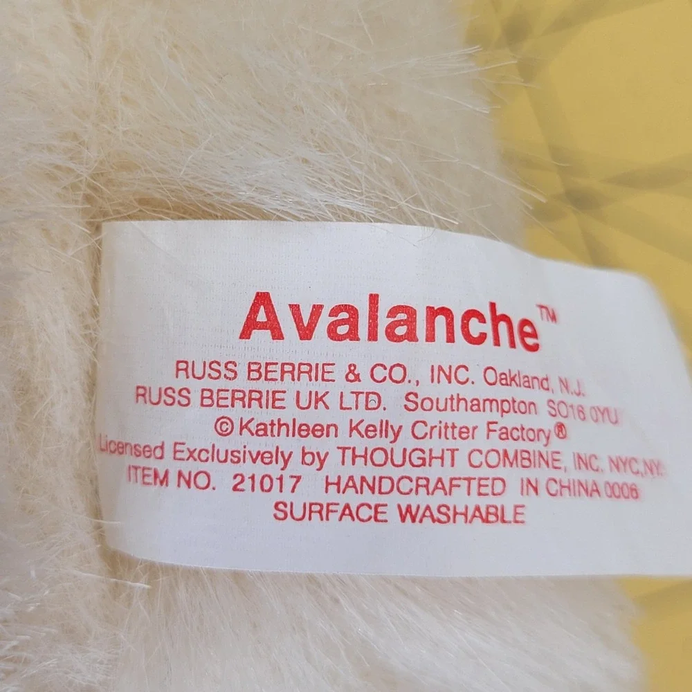 Avalanche Russ Berrie Polar‎ Bear Plush Scarf Christmas Snowball Snow Puff Dog